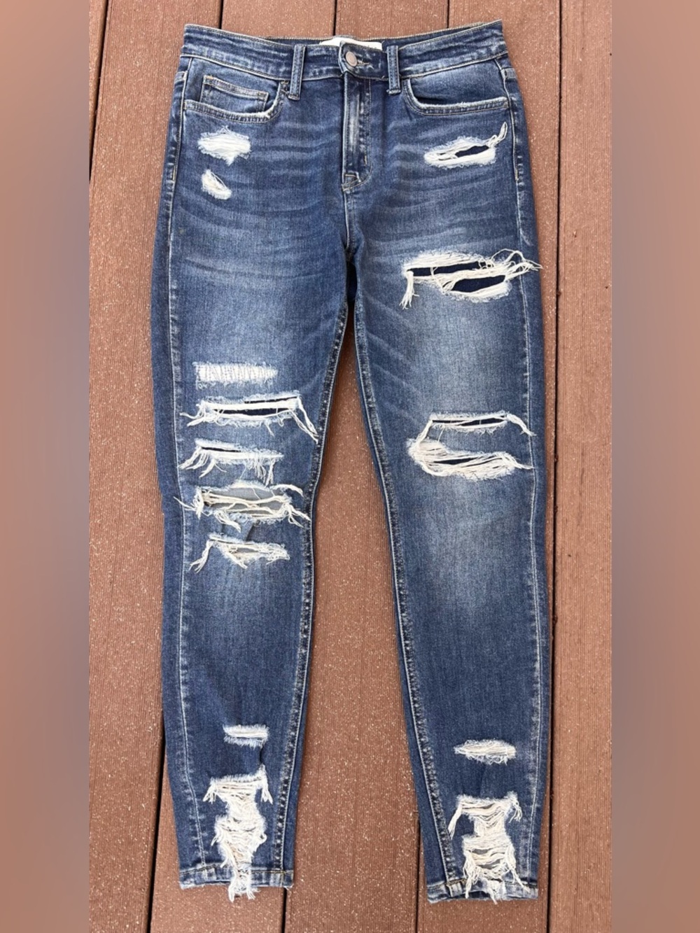 Women’s Ripped Skinny Jeans - Blue